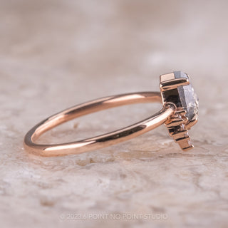 1.24 Carat Salt and Pepper Pear Diamond Engagement Ring, Ava Setting, 14K Rose Gold