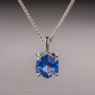 1.26 Carat Blue Hexagon Sapphire Necklace, Platinum