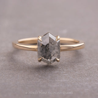Salt and Pepper Hexagon Diamond Engagement Ring