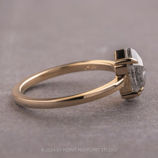 1.84 Carat Salt and Pepper Hexagon Diamond Engagement Ring, Jane Setting, 14K Yellow Gold