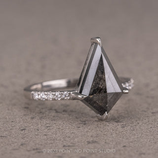 2.35 Carat Black Speckled Kite Diamond Engagement Ring, Jules Setting, Platinum