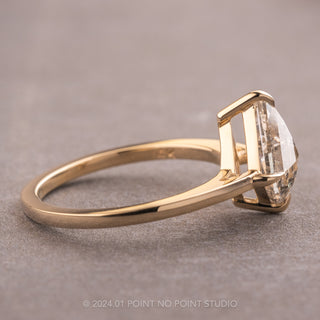1.88 Carat Canadian Salt and Pepper Kite Diamond Engagement Ring, Lark Setting, 14K Yellow Gold