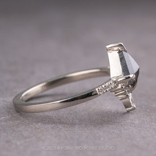 .83 Carat Salt and Pepper Kite Diamond Engagement Ring, Avaline Setting, 14K White Gold