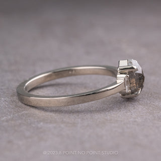 1.08 Carat Salt and Pepper Hexagon Diamond Engagement Ring, Zoe Setting, 14K White Gold