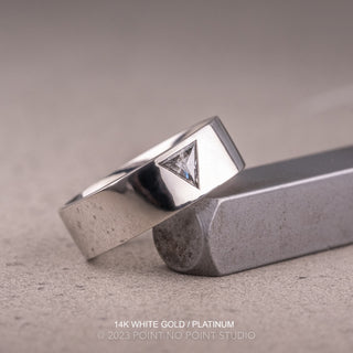 Triangle Diamond Mens Wedding Band, Comfort Fit