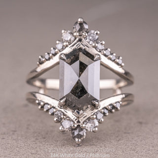 3.60 Carat Black Speckled Hexagon Diamond Engagement Ring, Empress Setting