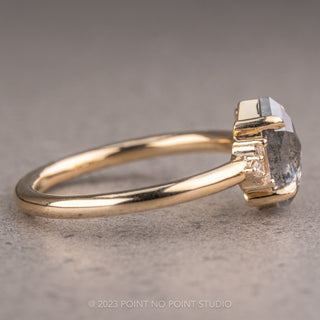 1.41 Carat Salt and Pepper Hexagon Diamond Engagement Ring, Betty Setting, 14K Yellow Gold