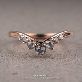 Maggie Wedding Ring, 7 Salt and Pepper & White Diamond, V contour