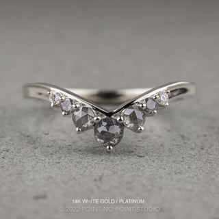 Maggie Wedding Ring, 7 Salt and Pepper & White Diamond, V contour