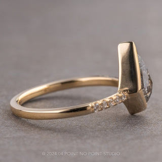 1.27 Carat Salt and Pepper Kite Diamond Engagement Ring, Bezel Jules Setting, 14k Yellow Gold