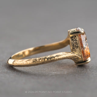 2.49 Carat Orange Salt and Pepper Oval Diamond Engagement Ring, Louise Setting, 14K Yellow Gold