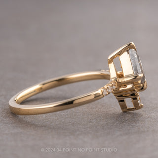 .92 Carat Canadian Salt and Pepper Kite Diamond Engagement Ring, Avaline Setting, 14K Yellow Gold