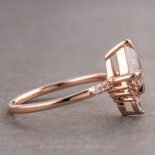 .99 Carat Canadian Salt and Pepper Kite Diamond Engagement Ring, Avaline Setting, 14K Rose Gold