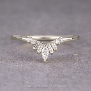 Diamond Wedding Band, Wren Wedding Ring, 14k White Gold