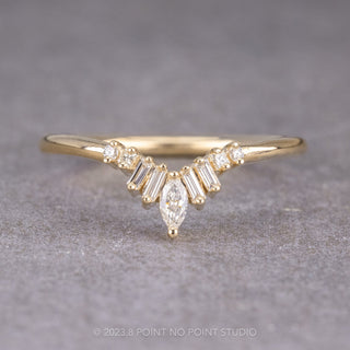Diamond Wedding Band, Wren Wedding Ring, 14k Yellow Gold