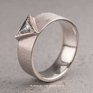 Small Salt and Pepper Triangle Diamond Mens Wedding Band, Comfort Fit