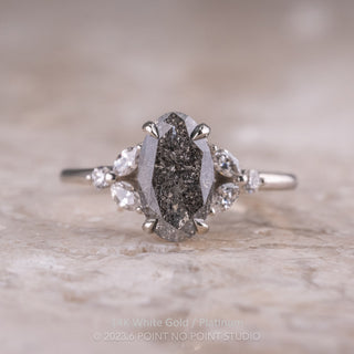 1.72 Carat Salt and Pepper Oval Diamond Engagement Ring, Quinn Setting