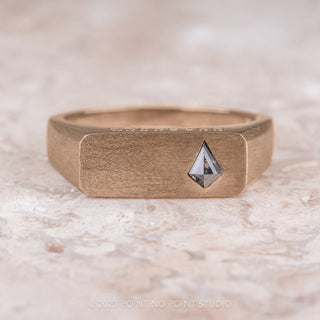 Men's Signet Style Diamond Wedding Ring, 14K Rose Gold