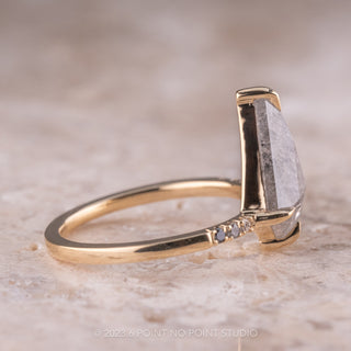 2 Carat Icy Grey Kite Diamond Engagement Ring, Ombre Jules Setting, 14K Yellow Gold