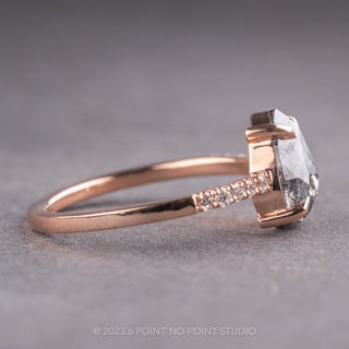 2.49 Carat Salt and Pepper Pear Diamond Engagement Ring, Jules Setting, 14K Rose Gold