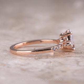 1.11 Carat Salt and Pepper Pear Diamond Engagement Ring, Ombre Eliza Setting, 14K Rose Gold