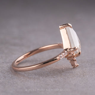 1.60 Carat Icy White Kite Diamond Engagement Ring, Avaline Setting, 14K Rose Gold