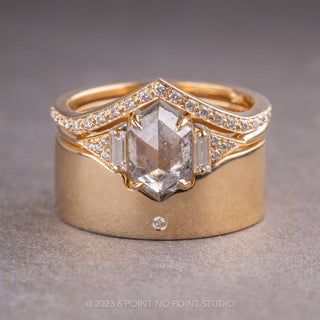 Single Diamond Ellipse Setting Wedding Ring, 14k Yellow Gold, Polished Finish