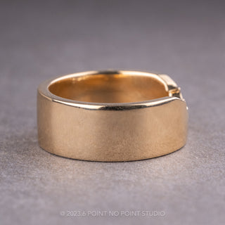 Single Diamond Ellipse Setting Wedding Ring, 14k Yellow Gold, Polished Finish