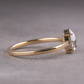 .88 Carat Salt and Pepper Pear Diamond Engagement Ring, Jules Setting, 14K Yellow Gold