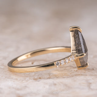.96 Carat Salt and Pepper Kite Diamond Engagement Ring, Jules Setting, 14K Yellow Gold