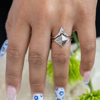 White Kite & Baguette Diamond Wedding Ring, Athena Setting, 14k White Gold