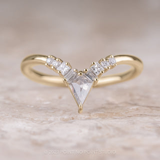 White Kite & Baguette Diamond Wedding Ring, Athena Setting, 14k Yellow Gold