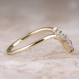 White Kite & Baguette Diamond Wedding Ring, Athena Setting, 14k Yellow Gold