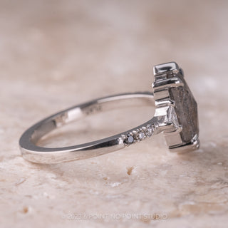 1.44 Carat Salt and Pepper Hexagon Diamond Engagement Ring, Ombre Eliza Setting, 14K White Gold