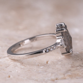 1.44 Carat Salt and Pepper Hexagon Diamond Engagement Ring, Ombre Eliza Setting, Platinum