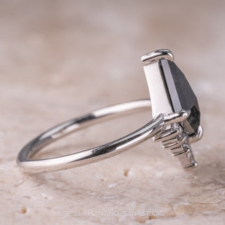 1.47 Carat Black Speckled Kite Diamond Engagement Ring, Ava Setting, Platinum