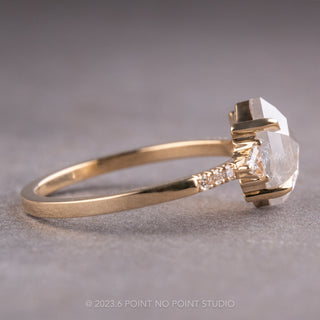 1.71 Carat Icy White Hexagon Diamond Engagement Ring, Eliza Setting, 14K Yellow Gold