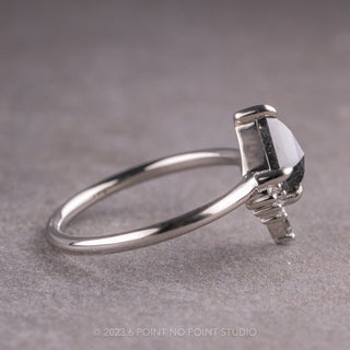 1.33 Carat Black Speckled Kite Diamond Engagement Ring, Ava Setting, Platinum