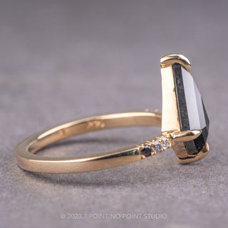 1.50 Carat Opaque Black Kite Diamond Engagement Ring, Ombre Jules Setting, 14K Yellow Gold