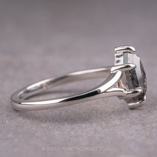 1.28 Carat Salt and Pepper Hexagon Diamond Engagement Ring, Split Shank Jane, Platinum