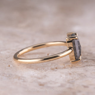 1.56 Carat Black Speckled Emerald Diamond Engagement Ring, Jane Setting, 14k Yellow Gold