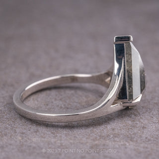 1.17 Carat Salt and Pepper Kite Diamond Engagement Ring, Split Shank Charlize Setting, Platinum