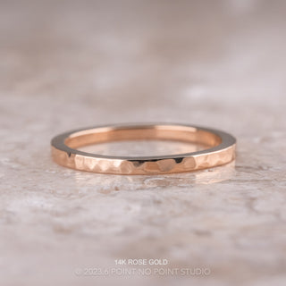 Classic Straight Wedding Ring, Square Hammered Polished