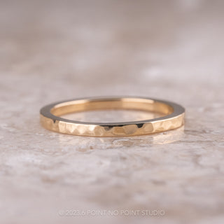 1.7mm Square 14k Yellow Gold Wedding Band, Hammered Polished