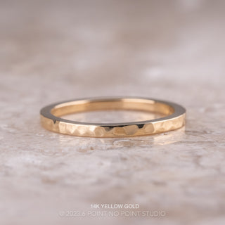 Classic Straight Wedding Ring, Square Hammered Polished