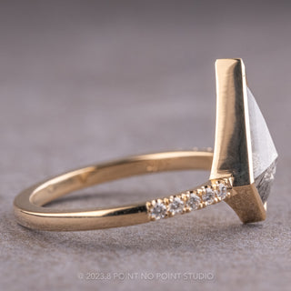 1.13 Carat Salt and Pepper Kite Diamond Engagement Ring, Jules Setting, 14K Yellow Gold