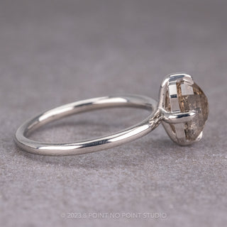 1.14 Carat Salt and Pepper Asscher Diamond Engagement Ring, Tulip Setting, Platinum