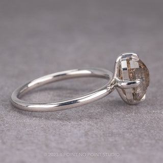 1.14 Carat Salt and Pepper Asscher Diamond Engagement Ring, Tulip Setting, 14K White Gold