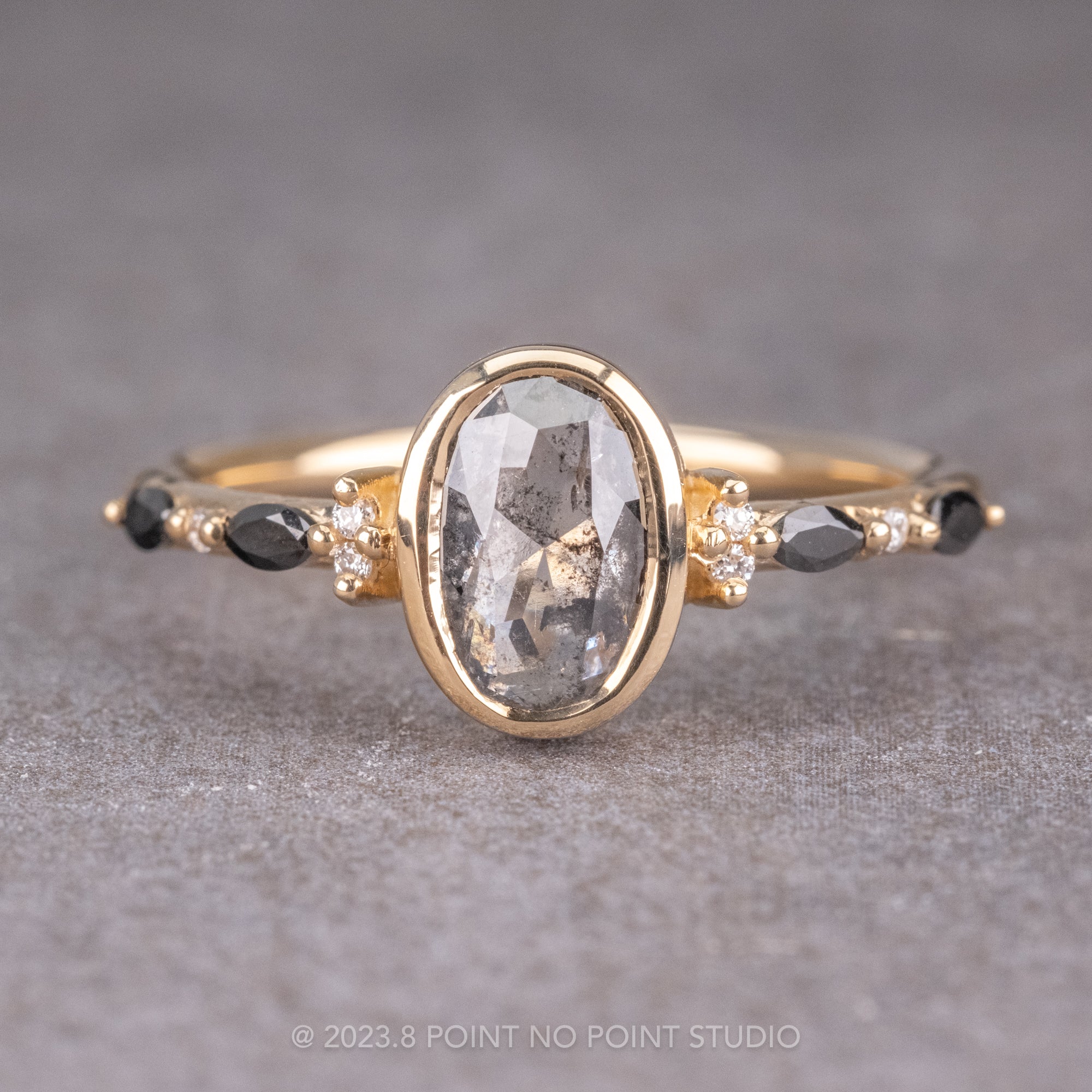Salt and Pepper Diamond Engagement Ring, Point No Point Studio