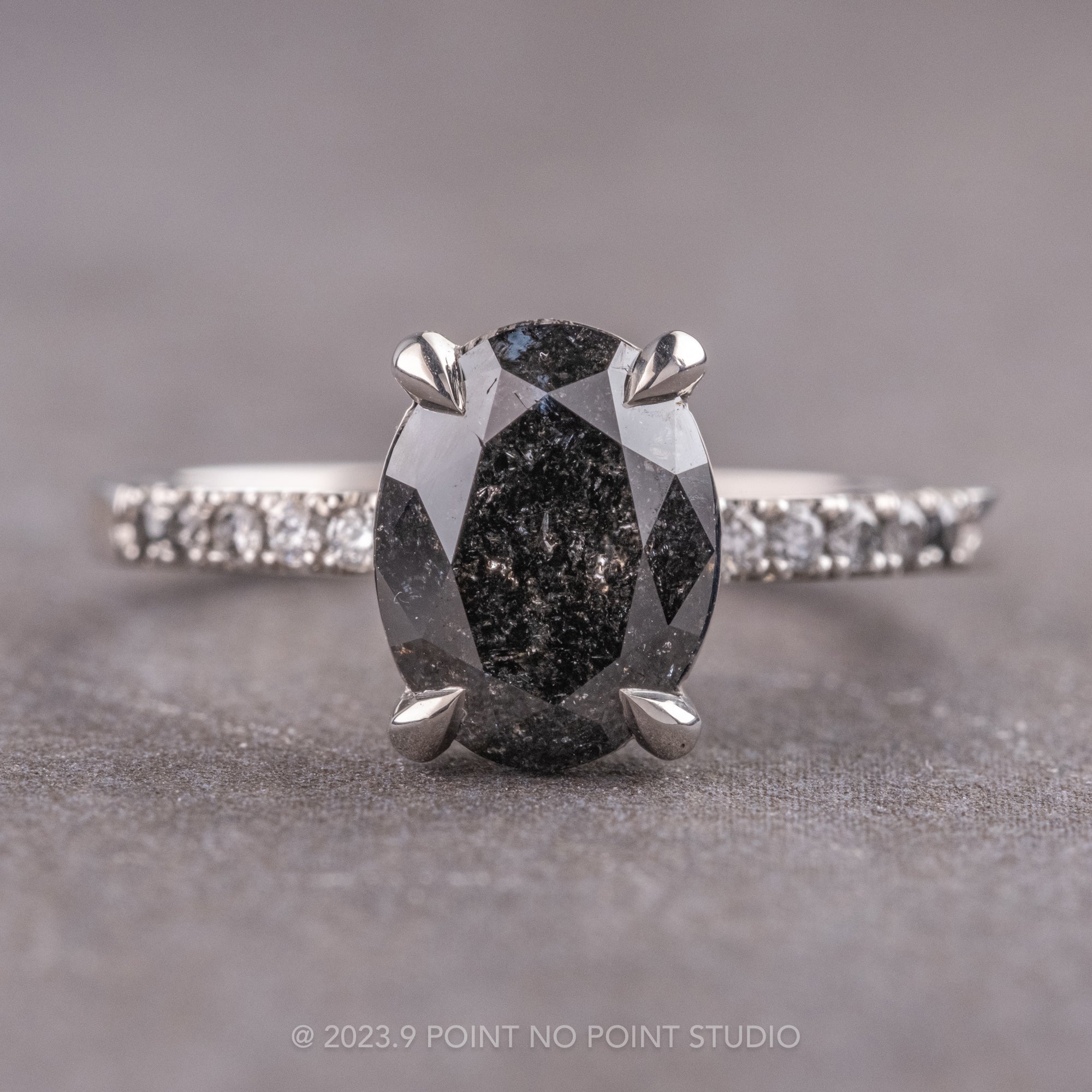 Engagement Ring -Black & White Infinity Diamond Engagement Ring in White  Gold-ES1090MOD
